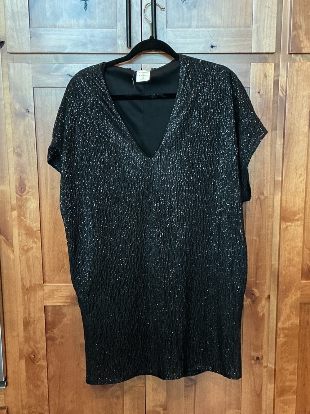 Sparkle V-Neck Short Sleeve dress - Black